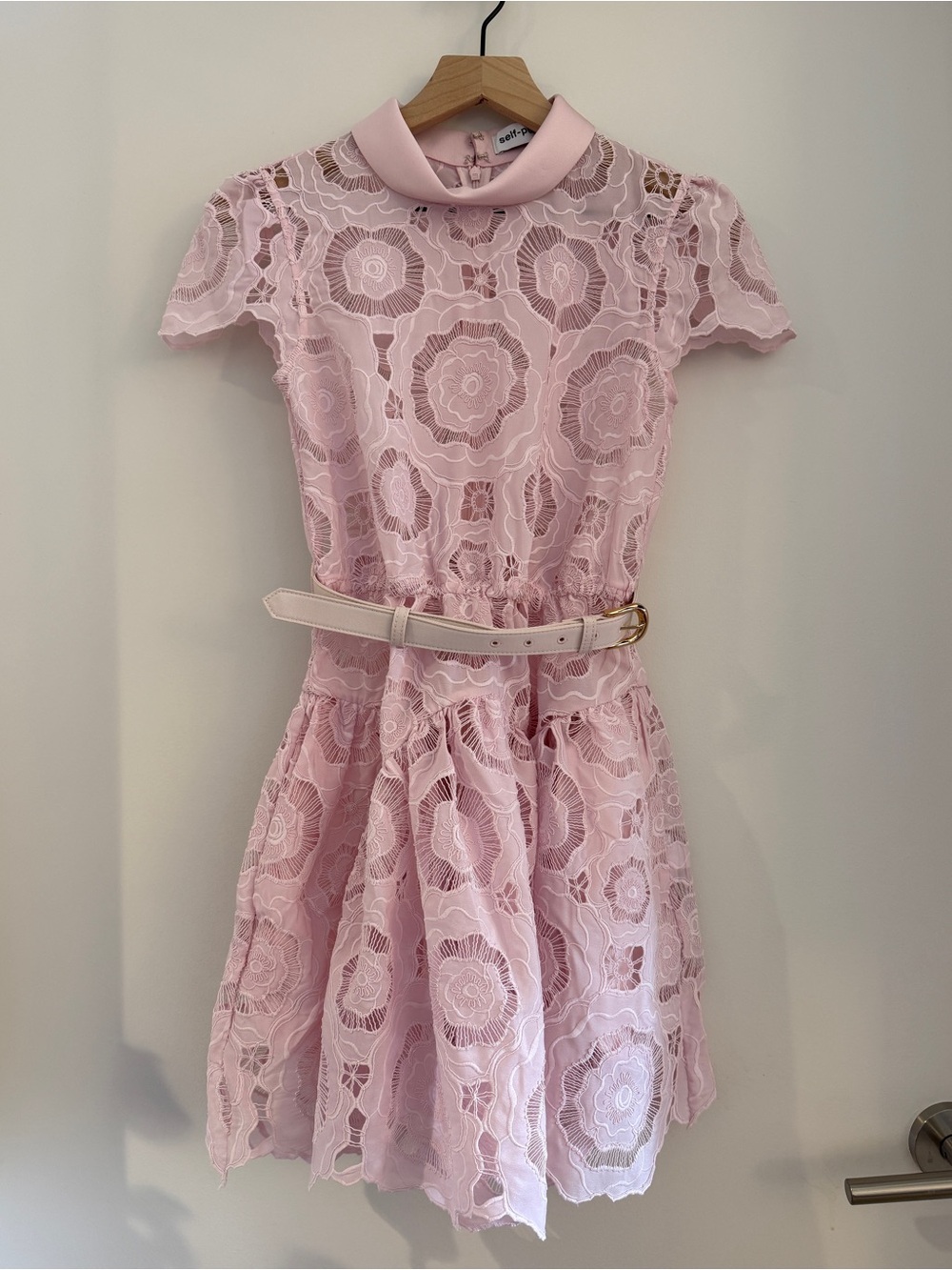 NWOT Self-Portrait PINK FLORAL LACE MINI DRESS - Picture 7 of 9